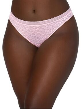 Secret Treasures Pink Jacquard Leopard Lace Thong Panty size XXL